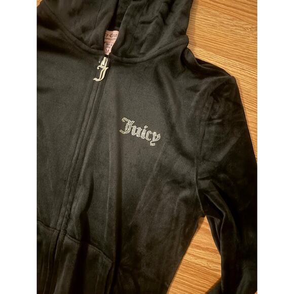 Vintage Y2K Juicy Couture Velour Tracksuit Jacket Jogger Set Black M - Picture 5 of 8